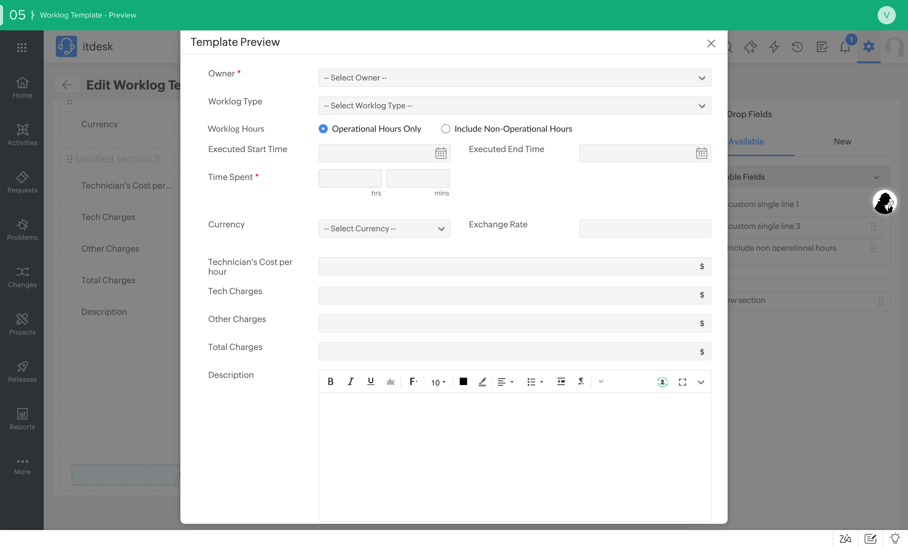 Servicedesk Plus Work Log ManageEngine ServiceDesk Plus